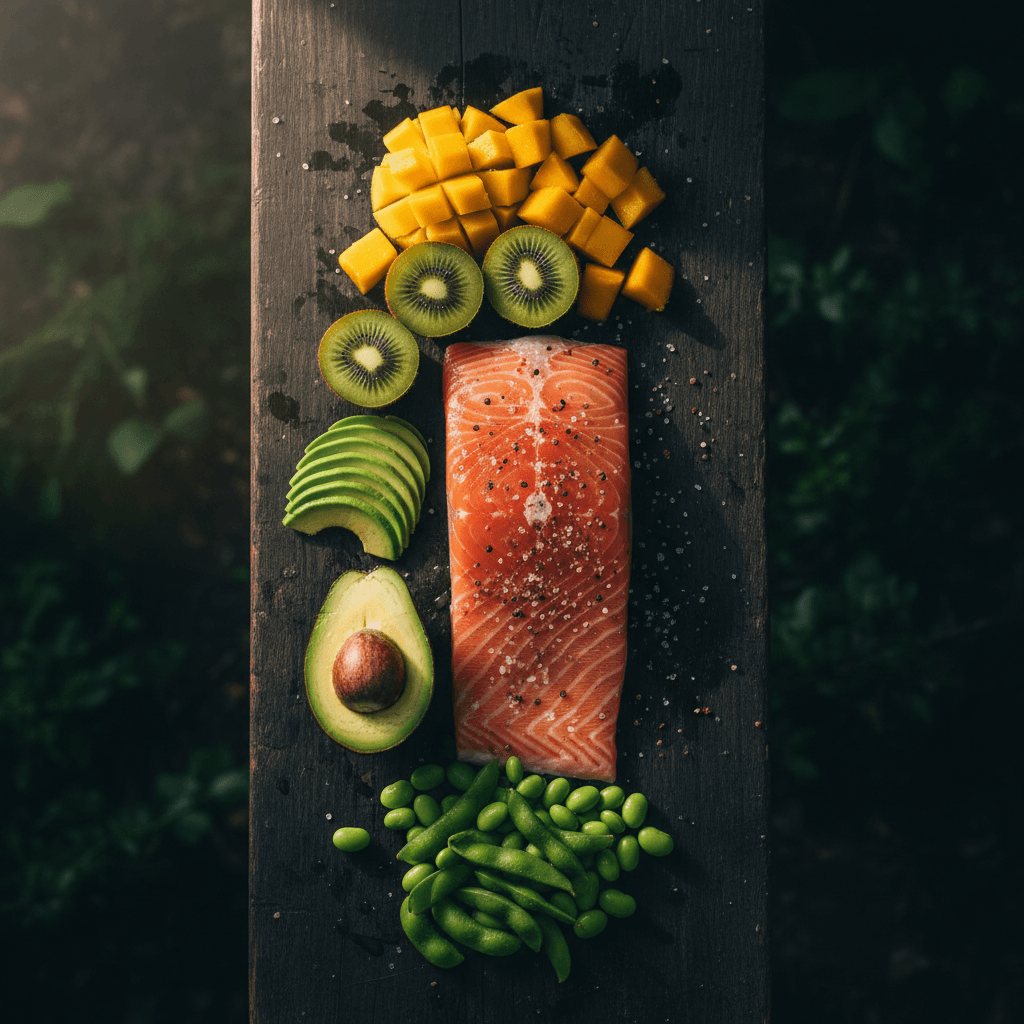 Fresh ingredients delivered daily — salmon, avocado, mango