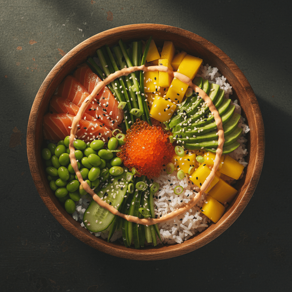 Poke bowl with all fresh toppings